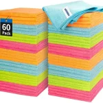 Microfiber Cleaning Cloth - 60 Pack Shop Towels, 12" x 12" Cleaning Rags Lint Free, Reusable Microfiber Towels for Cars Kitchen Automotive House Office