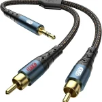EMK 3.5mm to 2RCA Cable 24K Gold-Plated Nylon Braided RCA to Auxiliary Stereo Audio Headphone Male to Male 1/8 to RCA Cord for Tablet,Subwoofer,Home Theater,DVD Speaker,MP3/MP4,Player 10ft/3m