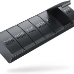 Barhon Pill Organizer Large, Weekly Medicine Pill Organizers, 7 Day Pills Box Case Travel for Big Vitamin Supplements Fish Oil, Black