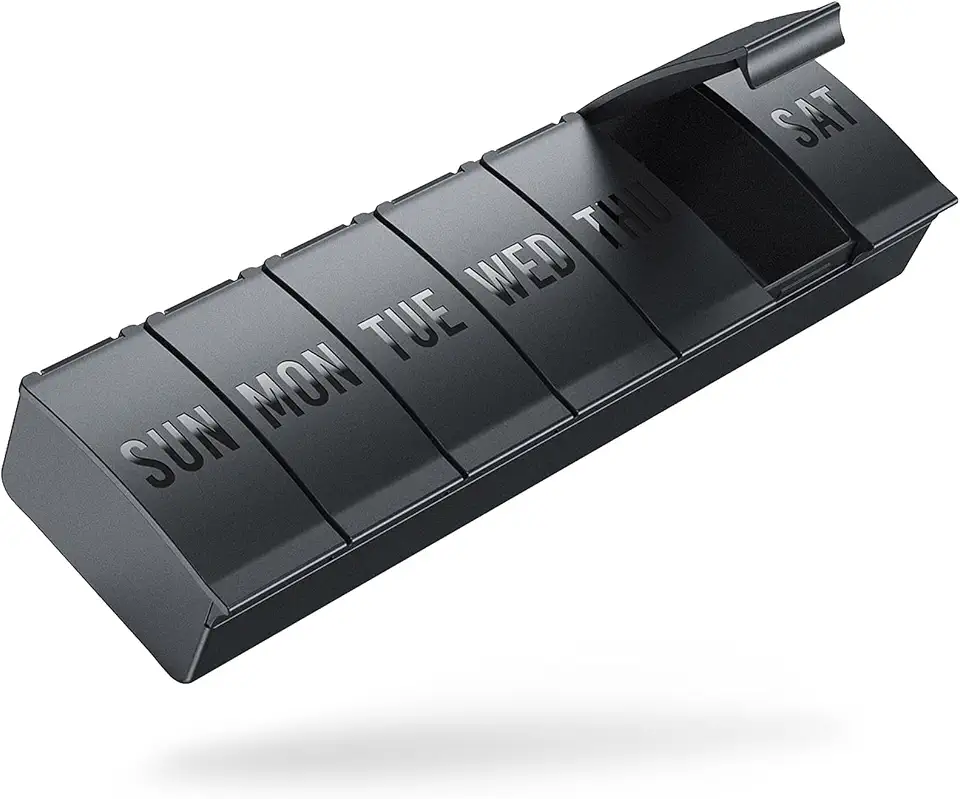 61cVuOc9wbL._AC_UL960_FMwebp_QL65_.webp Barhon Pill Organizer Large, Weekly Medicine Pill Organizers, 7 Day Pills Box Case Travel for Big Vitamin Supplements Fish Oil, Black - Image 1