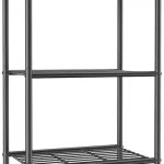 Sakugi 5-Tier Storage Rack Organizer with Hooks, Heavy Duty Metal Garage Rack with Leveling Feet, Freestanding Utility Rack for Bedroom, Balcony and Garage, 18.1"×12.4"×56.8", Black