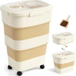 ZOMISIA 40-50lbs Collapsible Dog Food Storage Container with Wheels