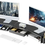 gianotter Dual Monitor Stand Riser With Drawer and 2 Pen Holders