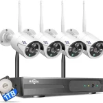 Hiseeu [100ft] Wireless WiFi Security Camera System, Wired Plug-in Powered, Expandable 10CH 4K NVR, 4Pcs 3MP Night Vision Cameras Home Surveillance Outdoor, Motion Detection, 1TB HDD, One-Way Audio