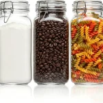 ComSaf Large Square Glass Jars with Airtight Lids 78 oz 3 Pack Wide Mouth