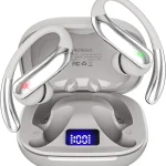 Active Noise Cancelling Earbuds Wireless Earbuds Bluetooth 6.0 Headphones, Hi-Res Audio Clear Calls Earphones with Over Ear Hooks for Running Gym Workout Travel Beige