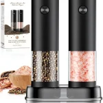 Electric Salt and Pepper Grinder Set Automatic Battery Pepper Mill Shakers Adjustable Coarseness Upgraded Larger Capacity with Led Home and Kitchen Appliances White Elephant Gifts for Women Men