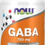 NOW Supplements, GABA 750mg, Cognitive Support, 100 Veg Caps