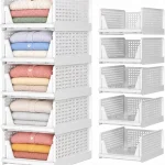 SNSLXH Closet Organizers and Storage, 5 Pack Stackable Closet Bins