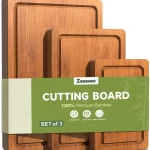 3-Piece Set Deep-Carbonized Bamboo Cutting Board for Kitchen, Carbonized