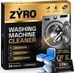 Zyro Washing Machine Cleaner Tablets – 24 Pack | Deep Cleaning Washer Cleaner & Descaler | Cleans Drum, Tub Seal & Gasket | HE Front Load & Top Load Washer | 1 Year Supply