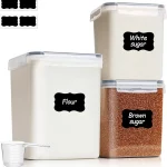ComSaf Airtight Flour and Sugar Container 2.6Qt & 5.5Qt 3Pack, Wide Mouth