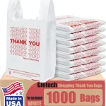 Glotoch Plastic Thank You Shopping Bags with Handles White 1000 Count