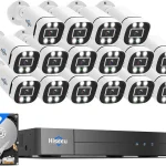 Hiseeu 16CH 3K Wired Security Camera System,16PCS 5MP CCTV Cameras