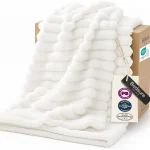 Bedsure GentleSoft White Throw Blanket for Couch - Halloween Fall Decorations for Home Living Room Decor, Cozy Fleece Fall Blanket for Sofa, Birthday Gifts for Women Mom Her, Off White, 50x60 Inches