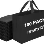 Reusable Grocery Bags 16 x 6 x 12 in - Large Non Woven Totes Bag with Reinforced Handles, Shopping Bags Bulk