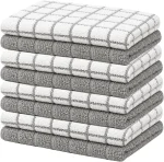 Bumble Dish Cloths (8-Pack), 100% Cotton Kitchen Towels, 12"x12" - Gray
