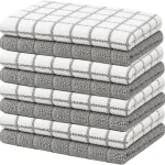 Bumble Dish Cloths (8-Pack), 100% Cotton Kitchen Towels, 12"x12" - Gray