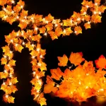 2-Pack Lighted Fall Garland, Total 16.4ft 40 LED Autumn String Lights