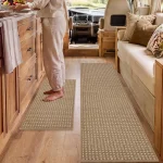 [No Crease] 17"x29"+17"x59",Non Slip,Washable,Kitchen Runner Carpet for RV,Hallways,Entryway,Laundry Room,Farmhouse(Beige)