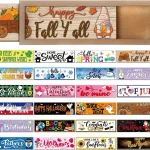 Barydat 25 Pcs Fall Decorations for Home Interchangeable Seasonal Wood Sign