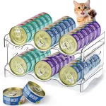 REFLYING Cat Food Can Organizer 2-Tier Holds 36 Cans 3.5oz Clear