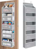 JARLINK Over the Door Organizer for Bedroom, Pantry, Bathroom, 5 Shelf Grey