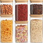 ComSaf Glass Pantry Storage Containers (0.7Qt/1.2Qt/1.6Qt) Set of 6, Square