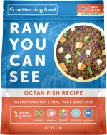 A Better Treat | Allergy Friendly Ocean Blend Dry Dog Food | Raw You Can See | No Chicken, No Grain, No Meal Ingredients | Fish Only Animal Protein |Stomach Soothing Kibble + Freeze Dried Raw Dog Food
