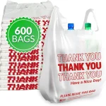 Reli. Thank You Bags | 600 Pack | White Thank You Plastic Bags with Handles