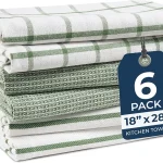 LANE LINEN Dish Towels for Kitchen 100% Cotton Tightly Woven 6 Pack - Olive