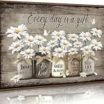 LyarzfrvvFramed Farmhouse Inspirational Wall Art Daisy Butterfly - 12×16in