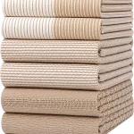 Premium Kitchen Towels 6 Pack 100% Cotton, 20"x28" Dish Towels - Tan